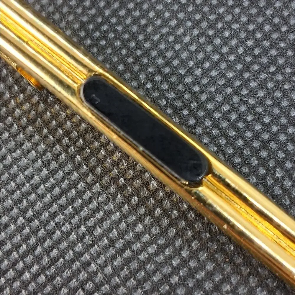 Vintage Gold Tone Tie Clip Clasp with Black Onyx Accent
